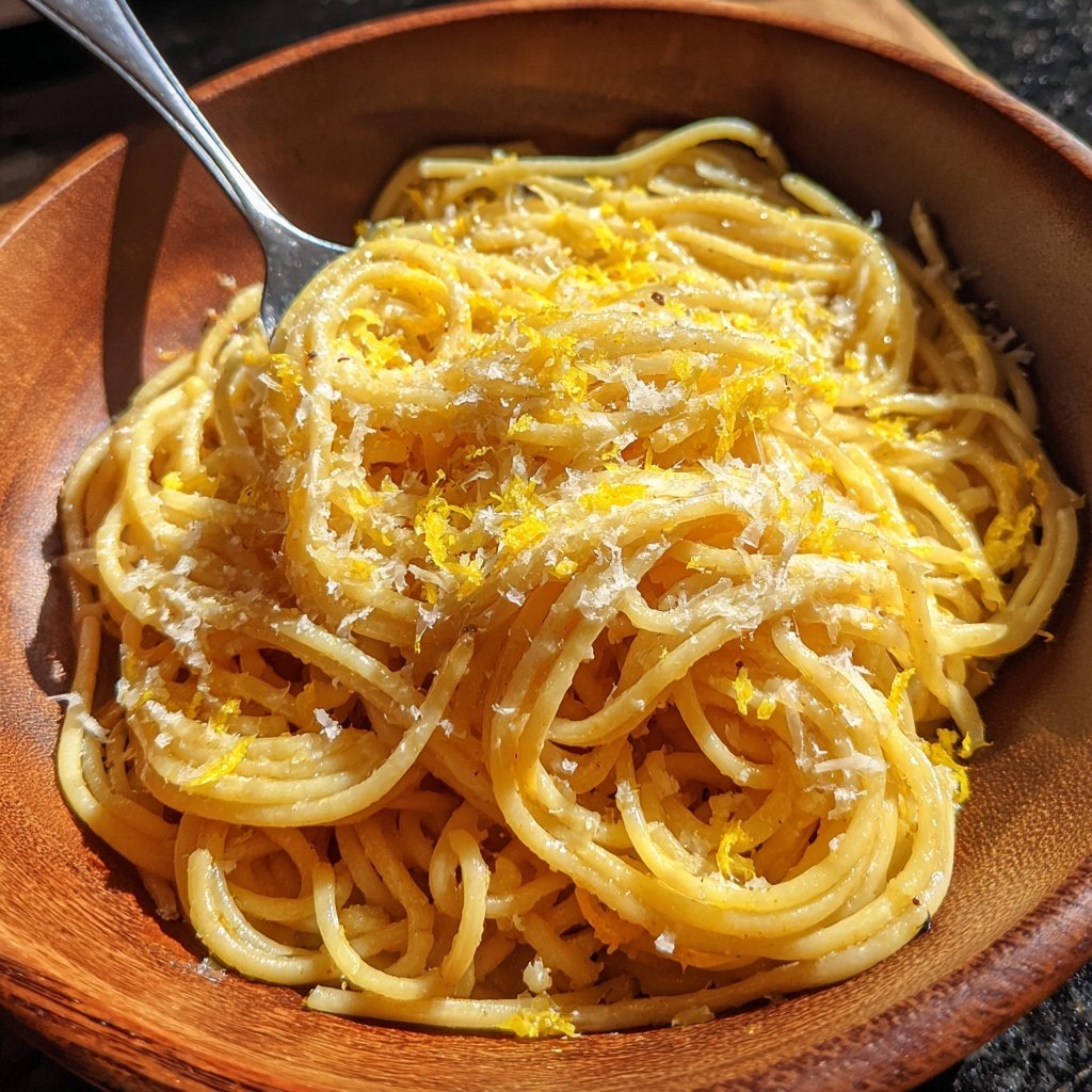 Spaghetti mit Zitronenschale und Parmesan