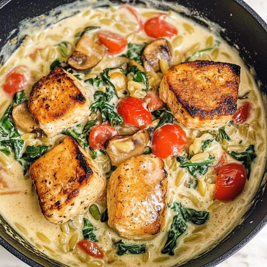 Cremige Knoblauch-Spinat-Orzo