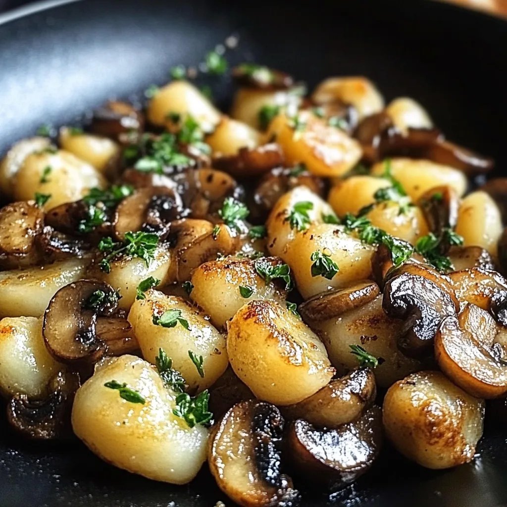 Gebratene Gnocchi mit Knoblauchbutter-Pilzen