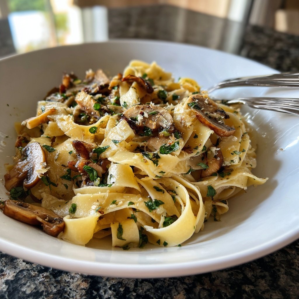 Tagliatelle mit Pilzen und Knoblauch