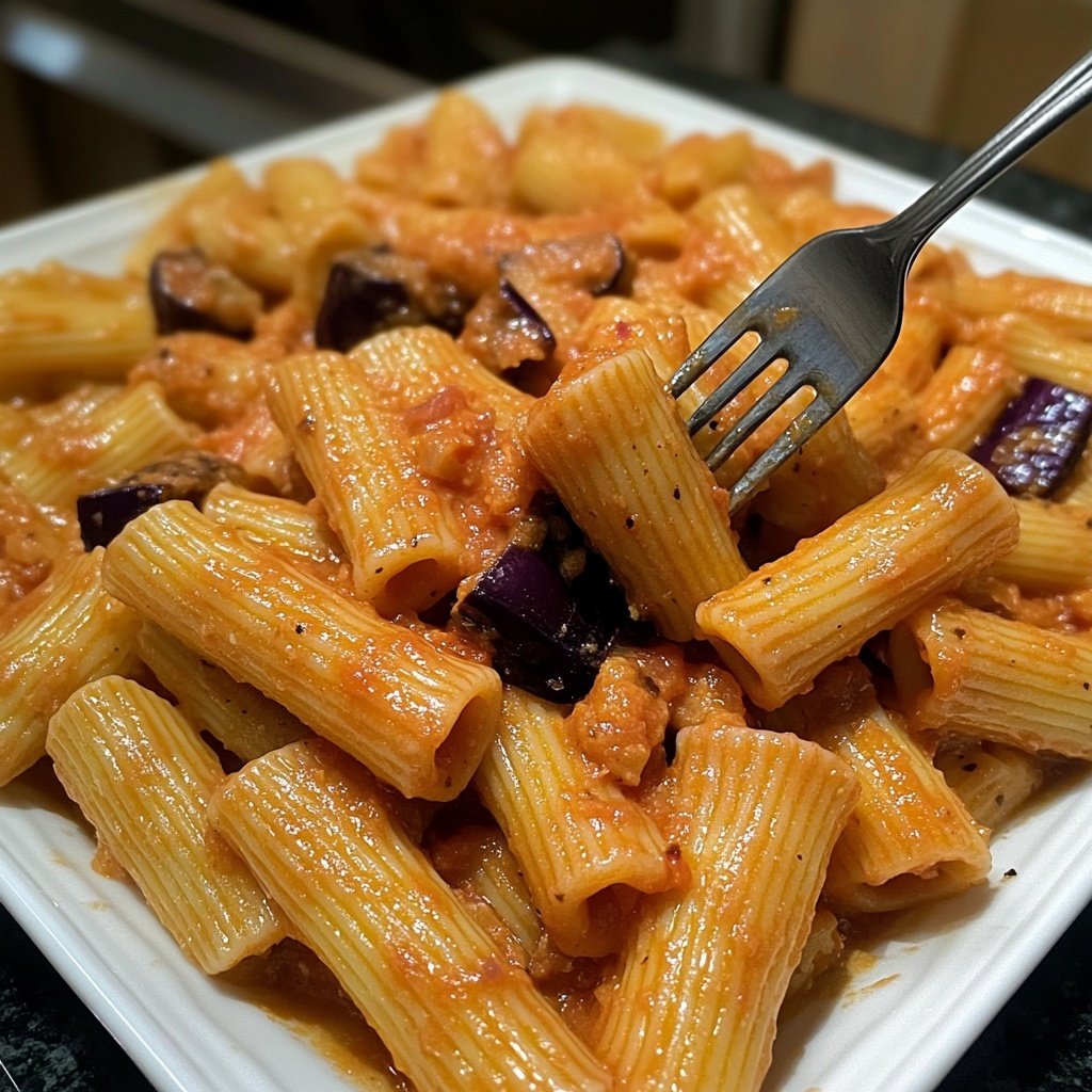 Rigatoni mit Auberginen-Tomatensauce