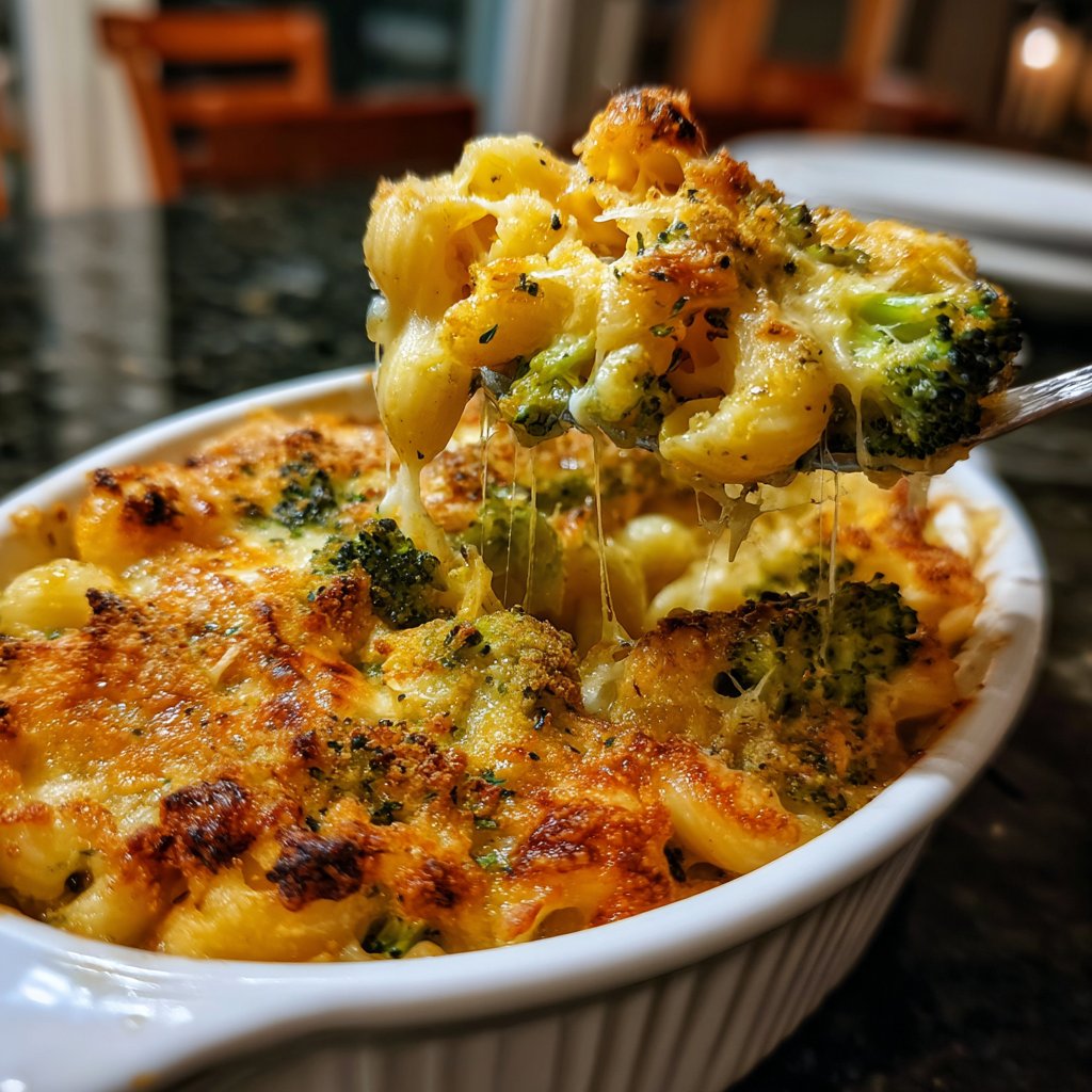 Vegetarischer Nudelauflauf mit Brokkoli