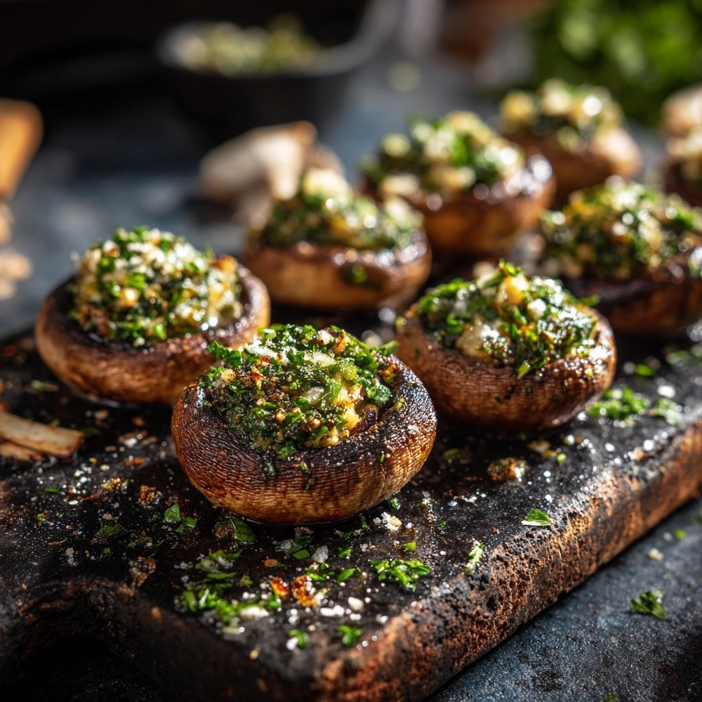 Gegrillte Champignons Mit Kräuter Füllung