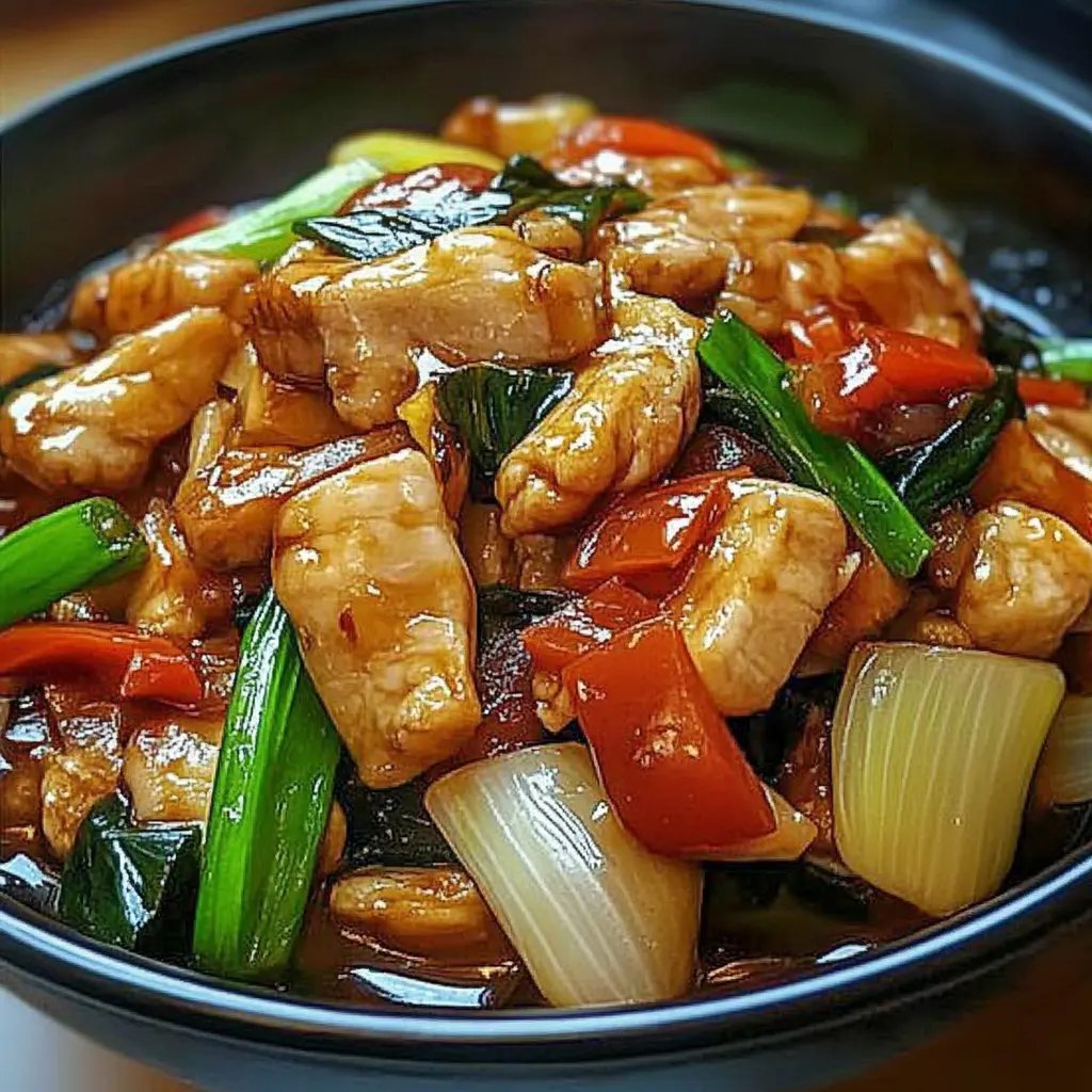 Chinesische Hähnchenpfanne mit Spitzkohl und Zwiebel