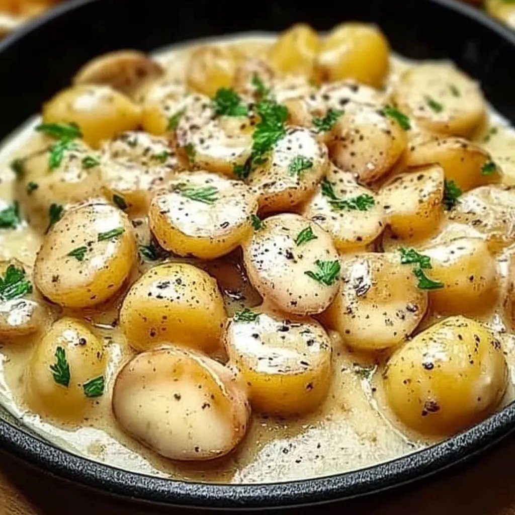 Kartoffeln mit Knoblauch-Sahnesauce