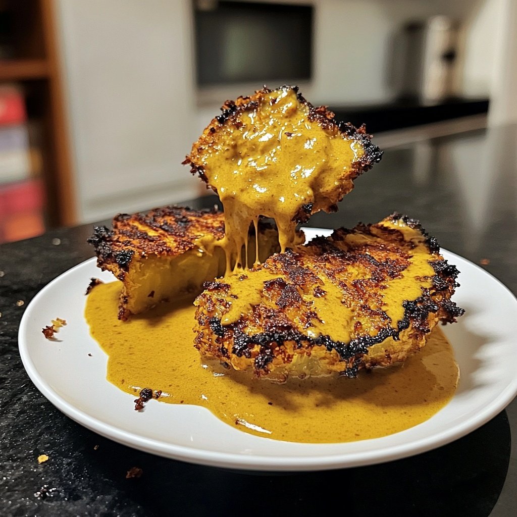 Im Ofen geschmorter Blumenkohl mit Kokos-Currysauce