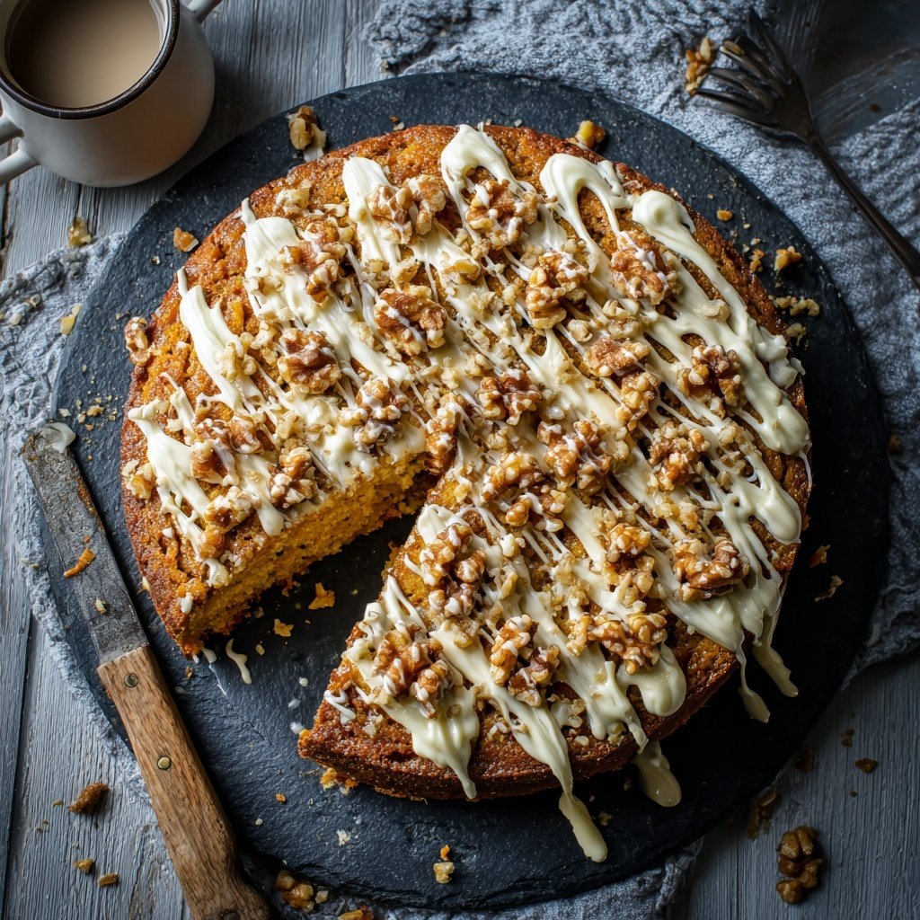 Karottenkuchen Mit Nuss Topping